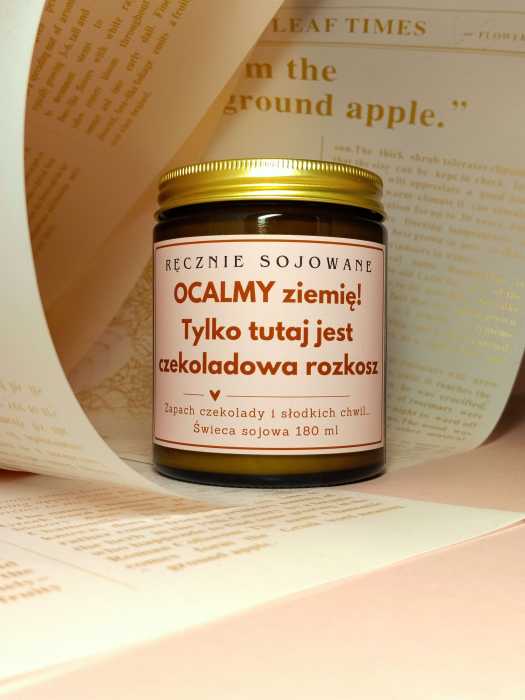 Świeca sojowa Ocalmy ziemię tylko tutaj jest czekoladowa rozkosz(180ml)-[Czekoladowa rozkosz] reczniesojowane.pl.jpg