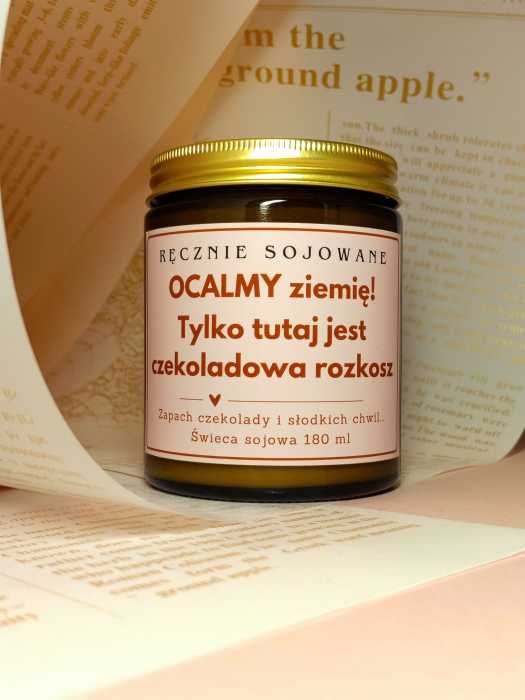 Świeca sojowa Ocalmy ziemię tylko tutaj jest czekoladowa rozkosz(180ml)-[Czekoladowa rozkosz] reczniesojowane.pl.m.jpg