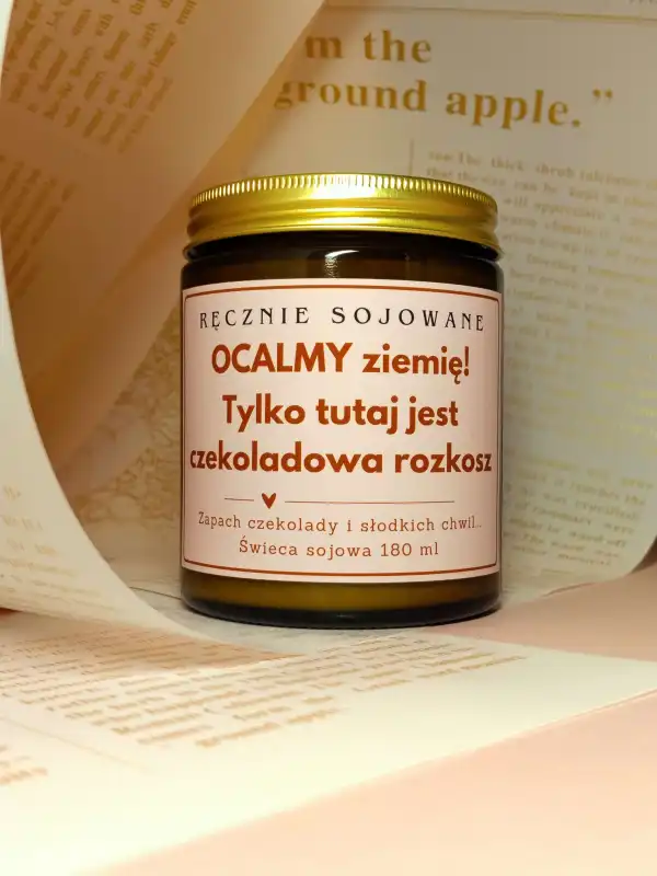 Świeca sojowa Ocalmy ziemię tylko tutaj jest czekoladowa rozkosz(180ml)-[Czekoladowa rozkosz] reczniesojowane.pl.m.jpg