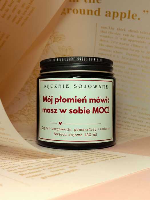 Świeca sojowa Mój płomień mówi... 120ml – Bergamotka w pomarańczach reczniesojowane.jpg