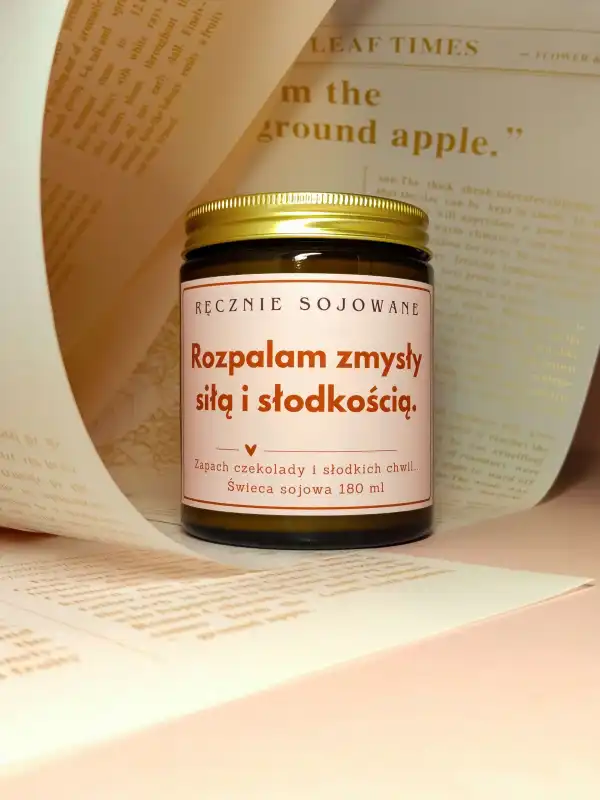 Świeca sojowa Rozpalam zmysly siłą i słodkością(180ml)-[Czekoladowa rozkosz] reczniesojowane.pl.jpg