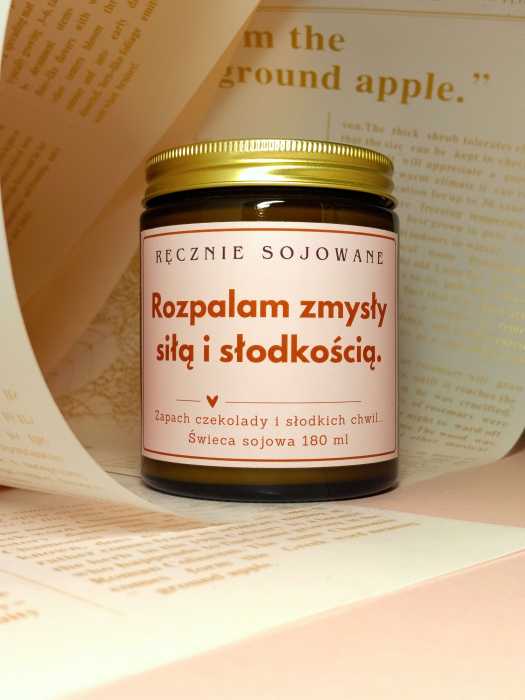 Świeca sojowa Rozpalam zmysly siłą i słodkością(180ml)-[Czekoladowa rozkosz] reczniesojowane.pl.m.jpg