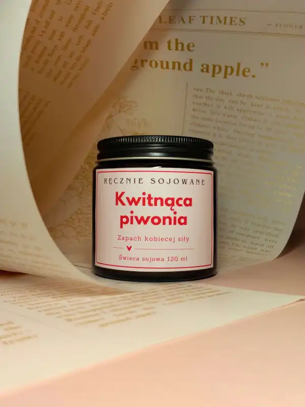 Świeczka sojowa Kwitnąca Piwonia 120ml | Prezent dla niej .jpg