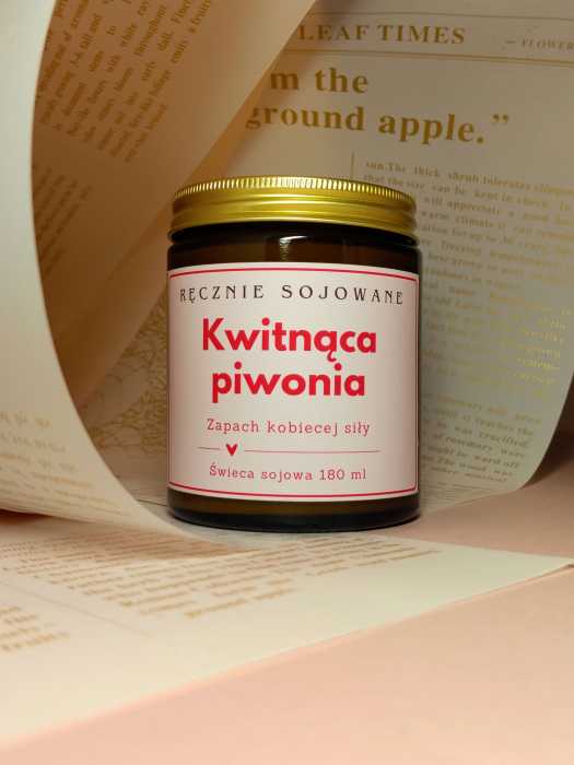 Świeca sojowa Kwitnąca Piwonia 180ml | Prezent dla niej.jpg