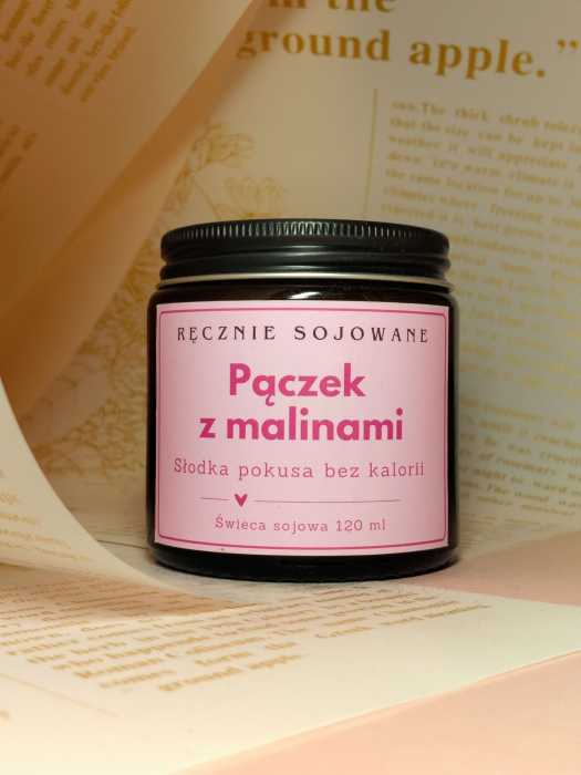 Świeczka sojowa Pączek z malinami 120ml | słodko i miło m.jpg