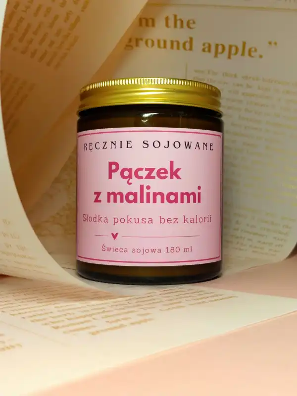 Świeca sojowa Pączek z malinami 180ml | słodko i miło d.jpg