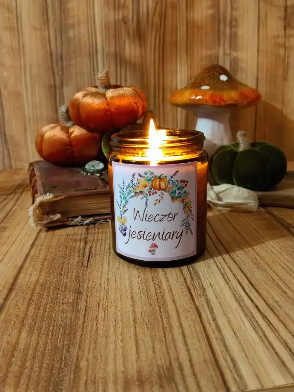 Świeca sojowa Wieczór jesieniary 180ml lawenda, śliwka, kaszmir lub róża.jpg
