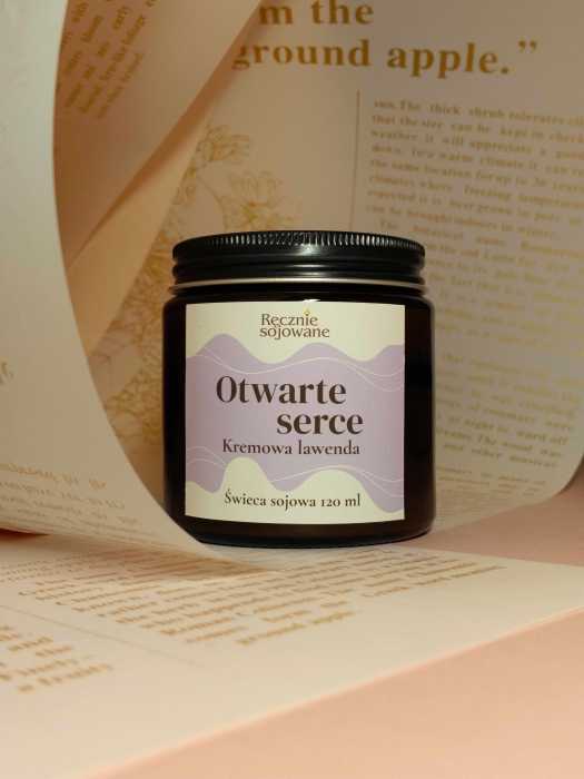 Świeca sojowa Otwarte Serce 120ml. (kremowa lawenda) reczniesojowane.pl .jpeg